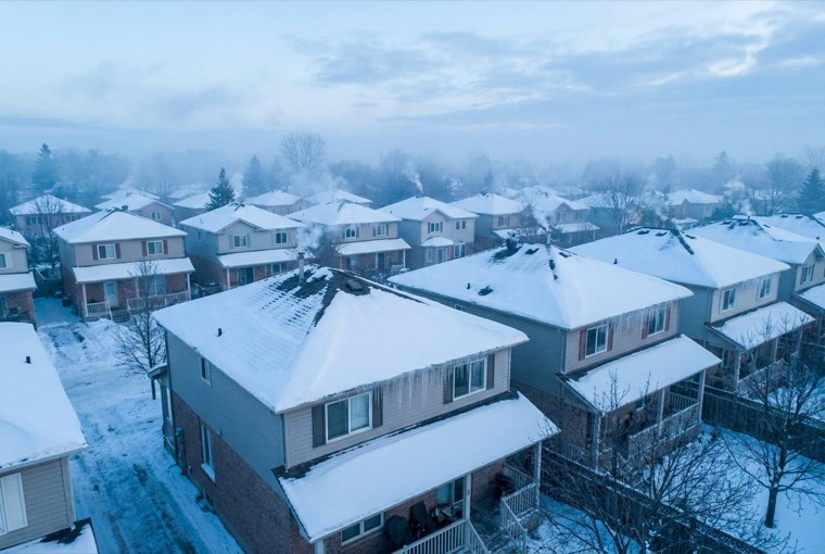 Snow-covered Calgary rooftops